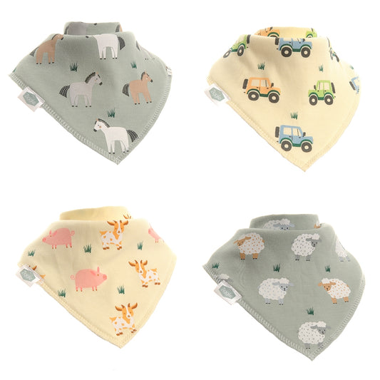 Ziggle 4pc Bandana Dribble Bibs, Country Life