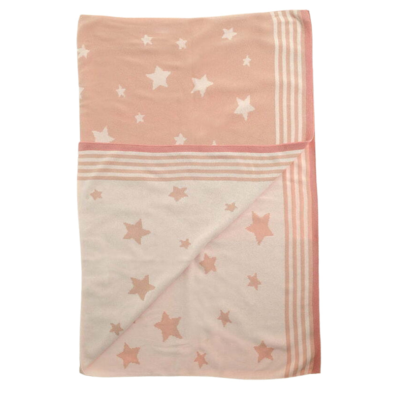 Ziggle Knitted Blanket, Pink Stars