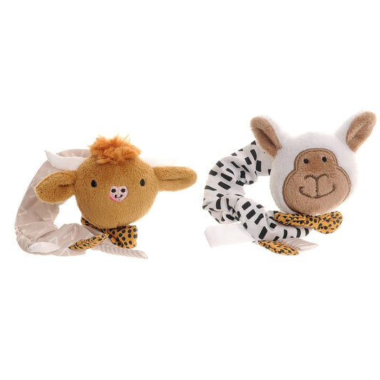 Ziggle Wrist Rattles, Highland Cow & Sheep