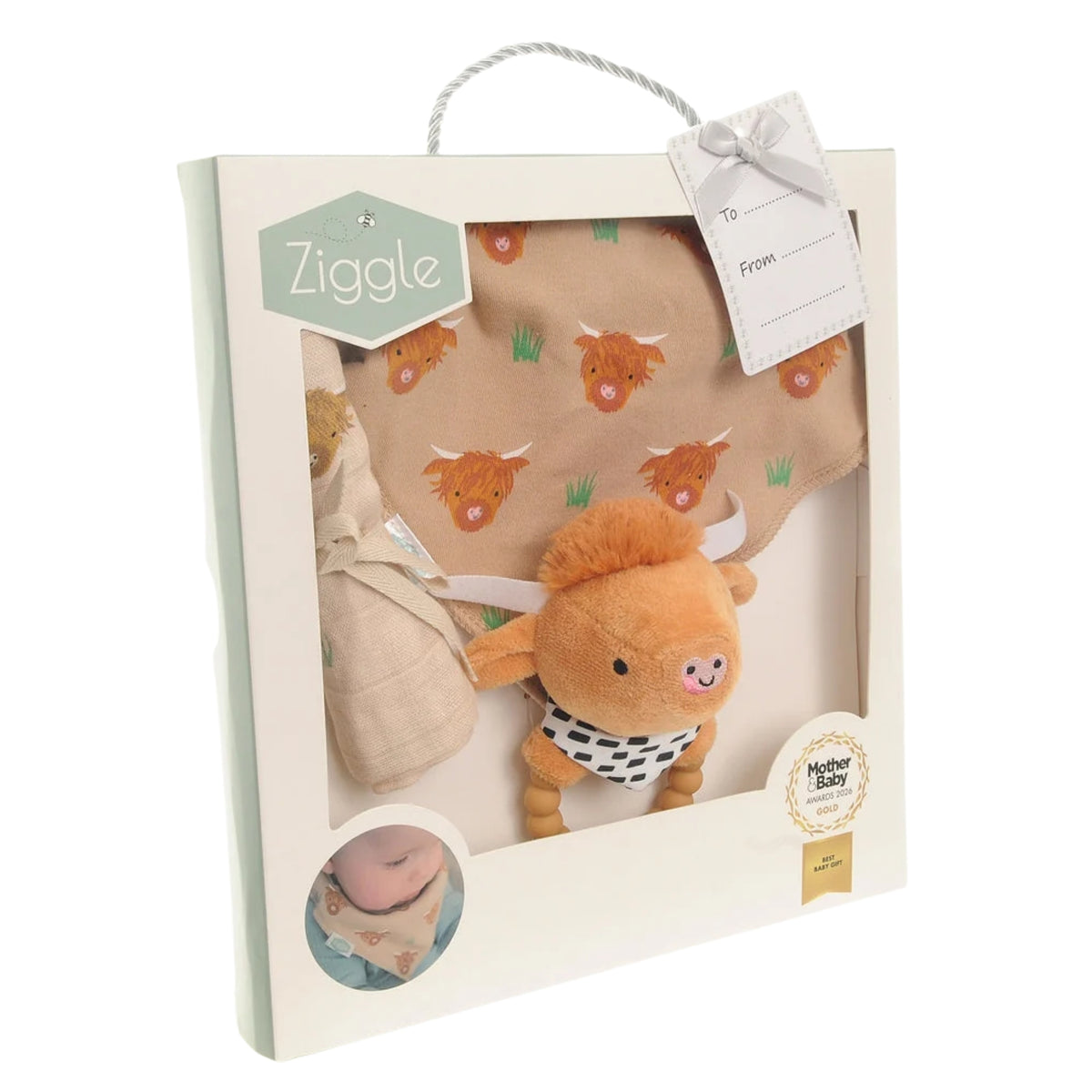 Ziggle Baby Essentials Gift Set, Highland Cow