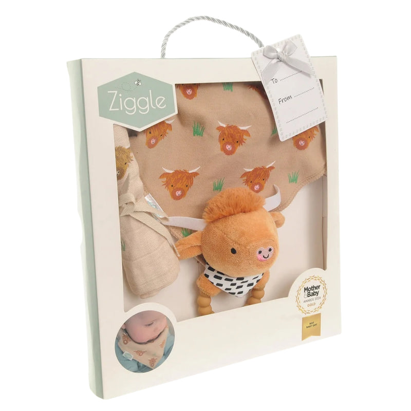 Ziggle Baby Essentials Gift Set, Highland Cow