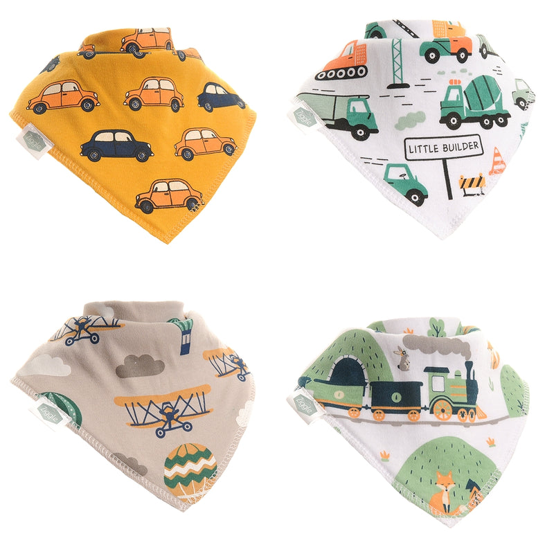 Ziggle 4pc Bandana Dribble Bibs, Vroom