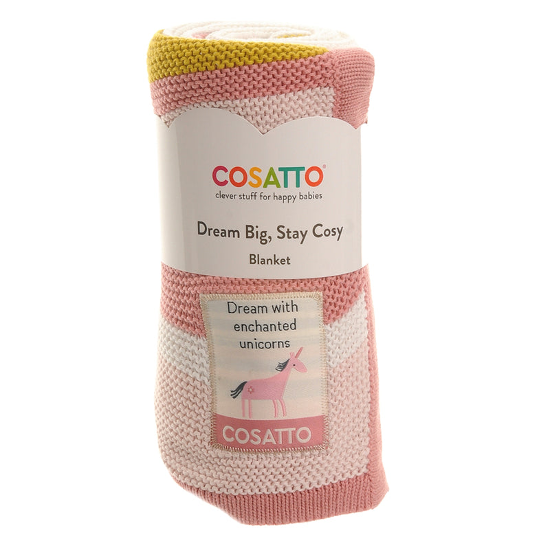 Cosatto Stripe Knitted Blanket, Unicorn Garden