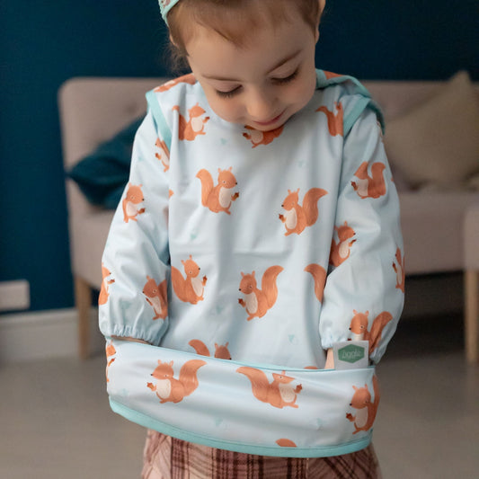 Ziggle Coverall Feeding Bib, Squirrels