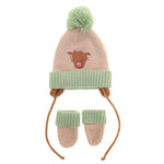 Ziggle Highland Cow Wooly Hat & Mittens 0-12m