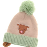 Ziggle Highland Cow Wooly Hat & Mittens 0-12m