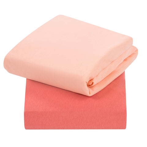 Clevamama Cotton Fitted Sheets 2 pack Cot Coral