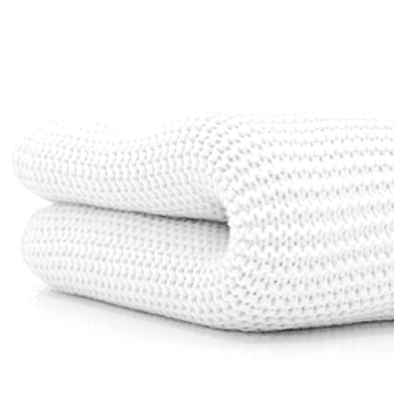 Cotton Cellular Pram Blanket WHITE