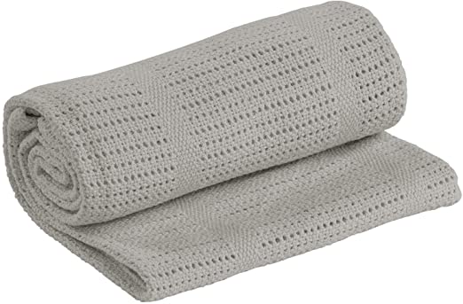 Baby Cotton Cellular Pram Blanket  GREY