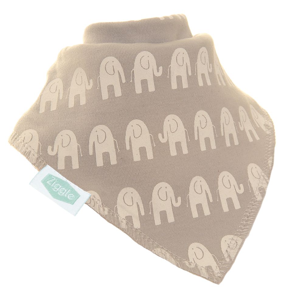 Ziggle White Elephant Print Bibs