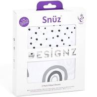 Snuz 2 Pack Fitted Crib Sheets MONO RAINBOW