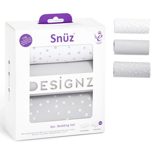 Snuz 3pc Crib Bedding Set GREY SPOT