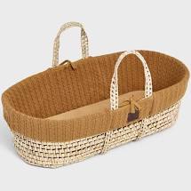 The Little Green Sheep Natural Knit Moses Basket & Mattress HONEY