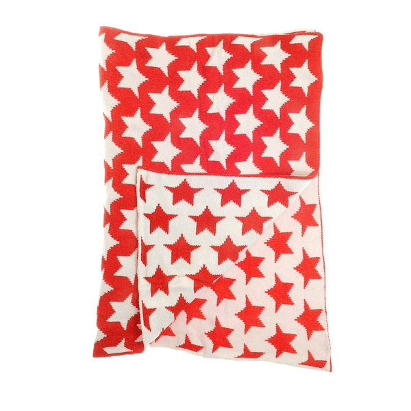 Ziggle Red & White Star Chenille Blanket