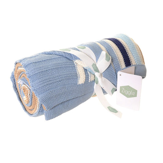 Ziggle Blue & Beige Stripe Blanket