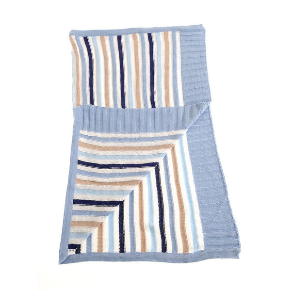 Ziggle Blue & Beige Stripe Blanket