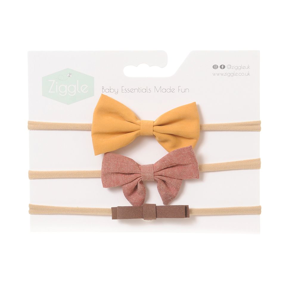Ziggle Mustard & Brown Hairbow Set
