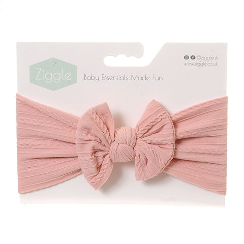 Ziggle Pale Pink Top Bow Turban Headbow