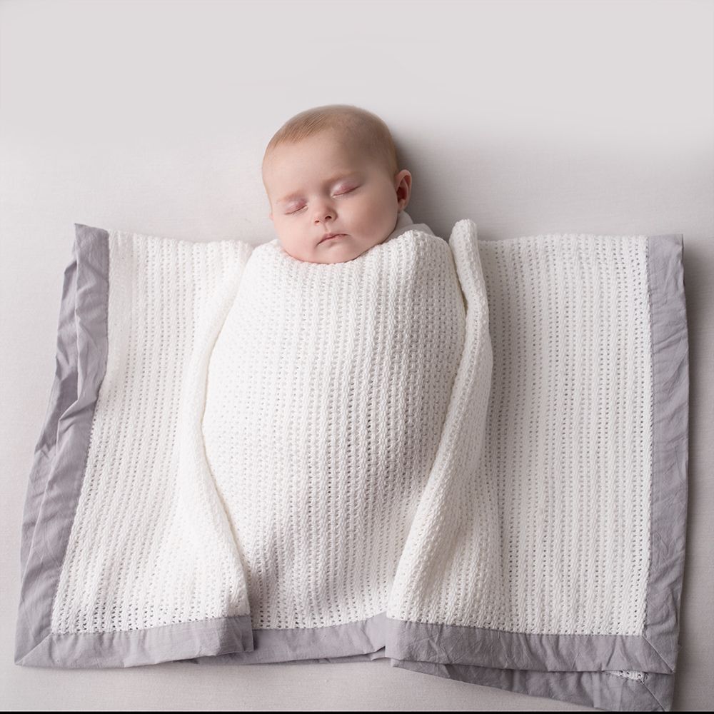 Ziggle Grey Trim Cellular Blanket