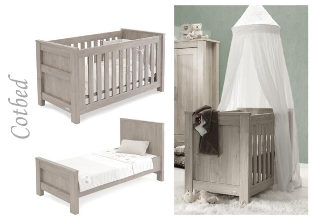 Babystyle Bordeaux Cot Bed, Ash - FREE Mattress