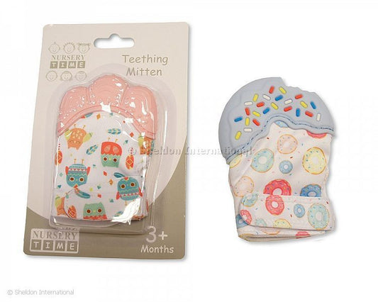 Baby Teething Mitten Blue/Pink