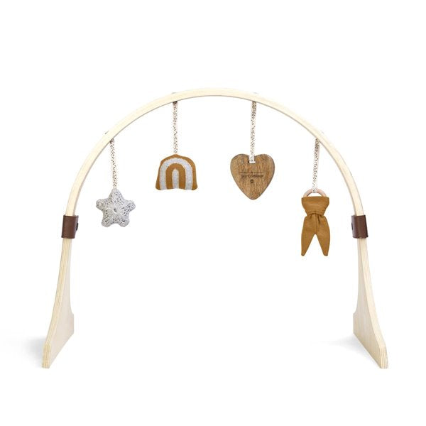 The Little Green Sheep Curved Wooden Play Gym & Charms RAINBOW HONEY