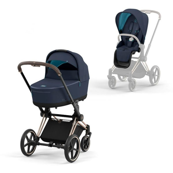 Cybex Priam 2022 Rose Gold Chassis, Carrycot Lux & Seat Pack