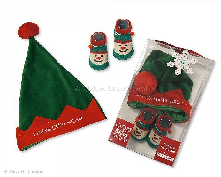 Santas Little Helper Hat & Sock Set