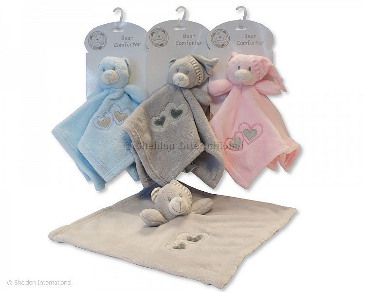 Baby Comforter Pink Bear With Hearts