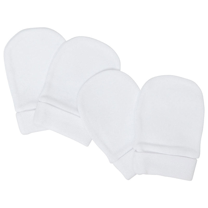 Baby Scratch Mittens - NEWBORN White 2pk