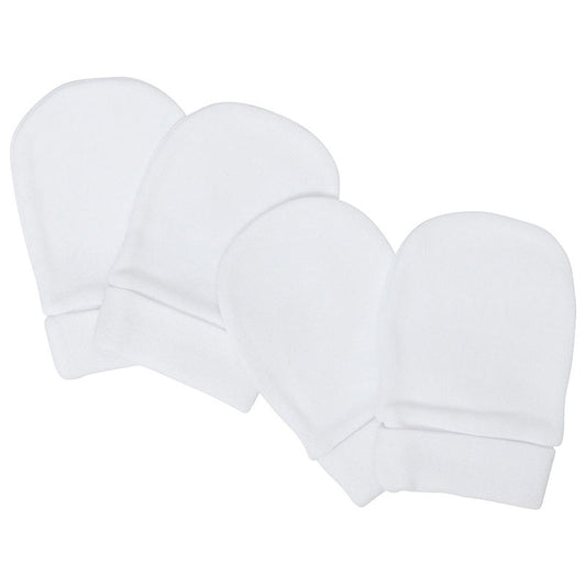Baby Scratch Mittens - NEWBORN White 2pk