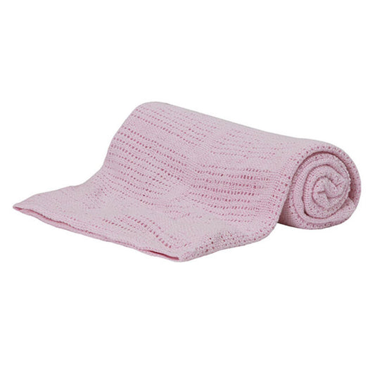 Cotton Cellular Pram Blanket PINK