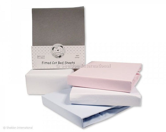 Snuggle baby Cotbed Sheets 2x pack WHITE