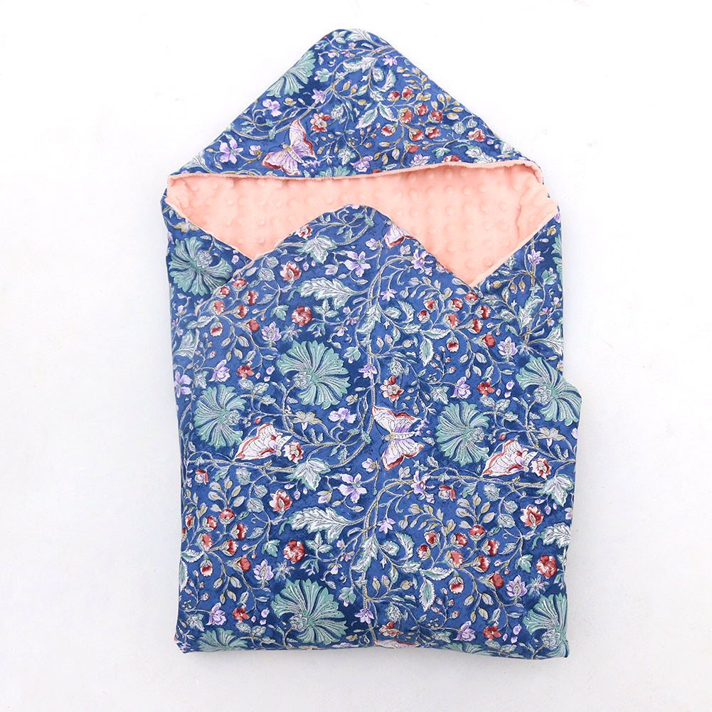 Little Love 3PH Car Seat Blanket, Navy & Pink Wildflower